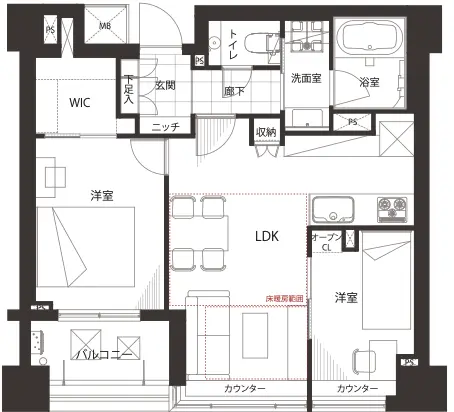 Floor plan — Gaienmae 9 min Renovated 2 Bedroom Apartment