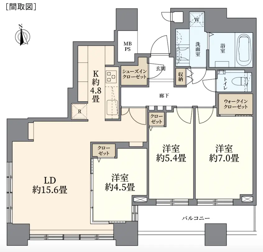 Floor plan — Odaibakaihinkoen 3 min Renovated 3 Bedroom Apartment