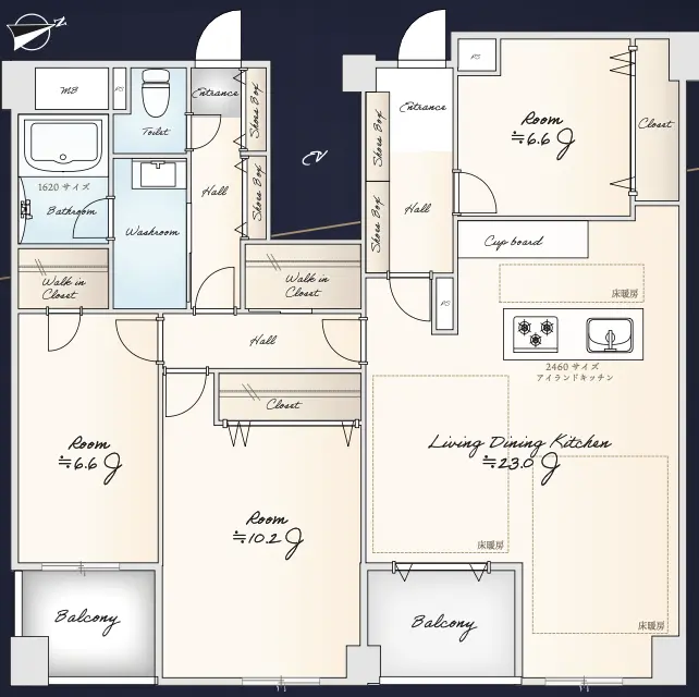 Floor plan — Shirokanetaknawa 6 min Renovated 3 Bedroom Apartment