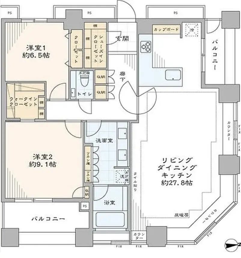 Floor plan — Shinagawa 12 min Renovated 2 Bedroom Apartment