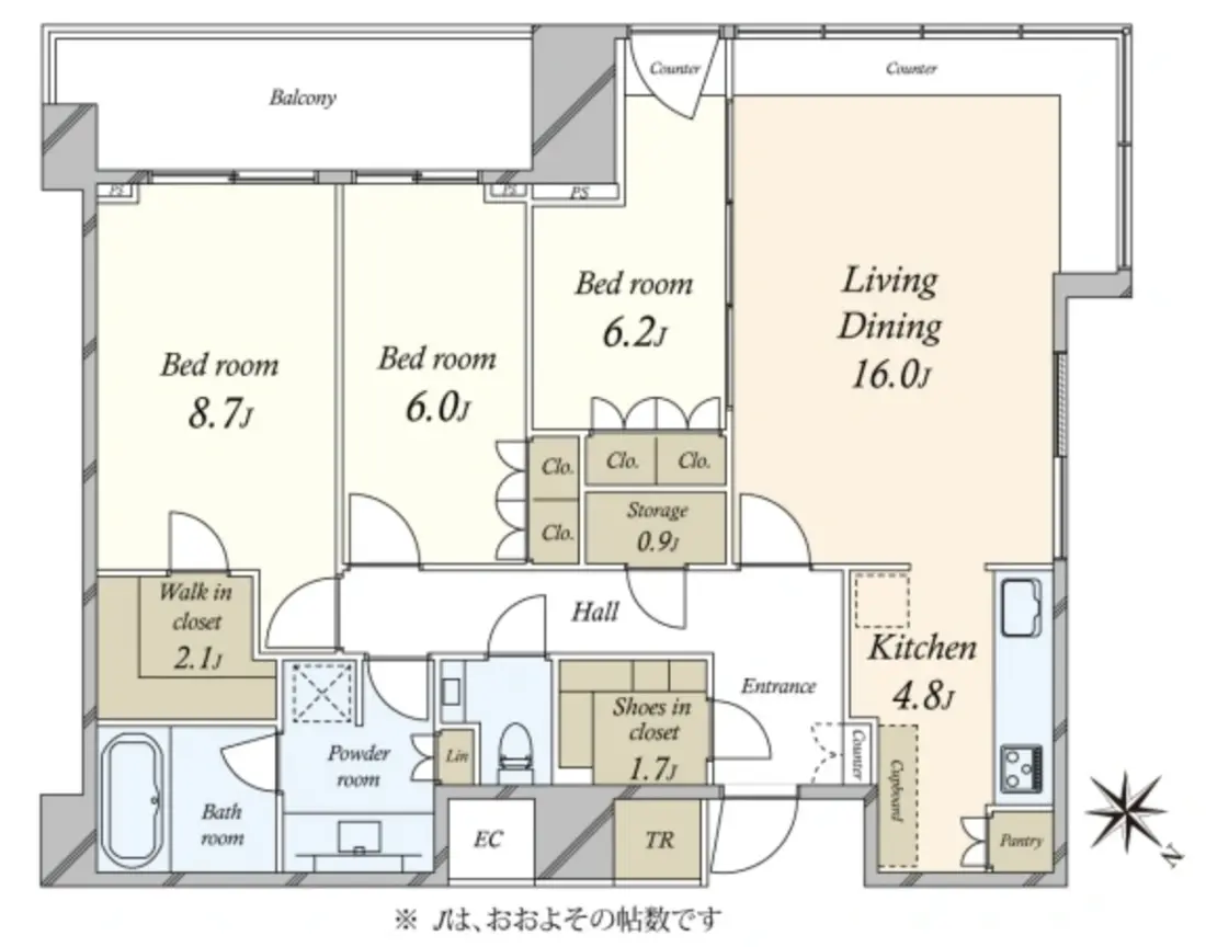 Floor plan — Roppongi 3 min Renovated 3 Bedroom Apartment