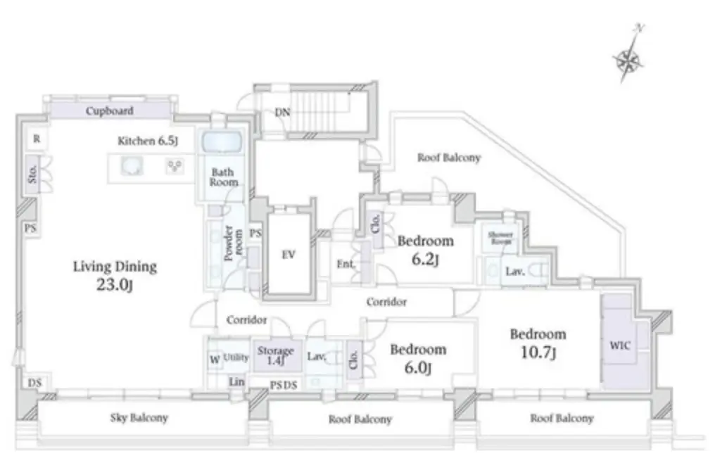 Floor plan — Brillia Takanawa The Court Pent House 3 Bedroom Apartment