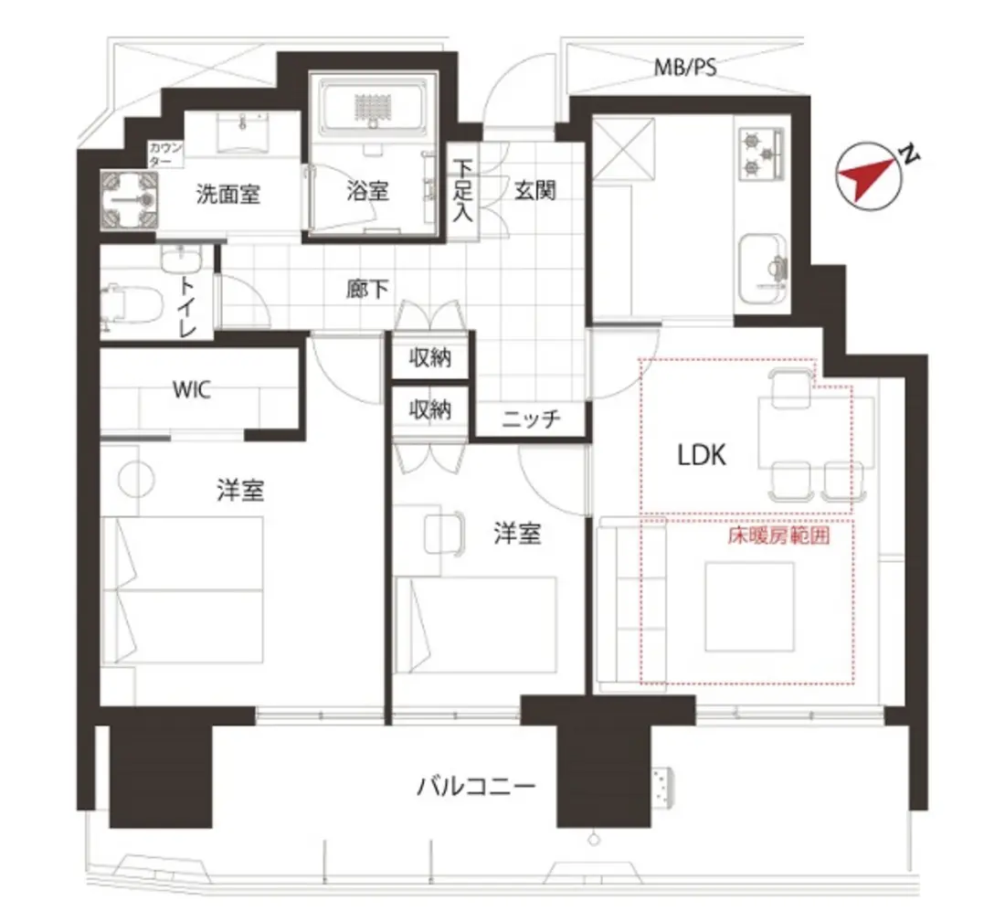 Floor plan — Nogizaka 3 min Renovated 2 Bedroom Apartment
