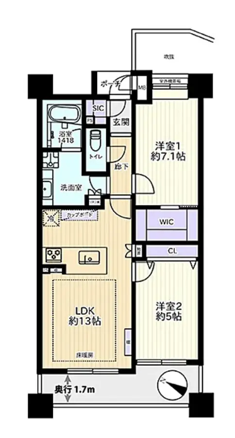 Floor plan — Shinsen 5 min Renovated 2 Bedroom Apartment