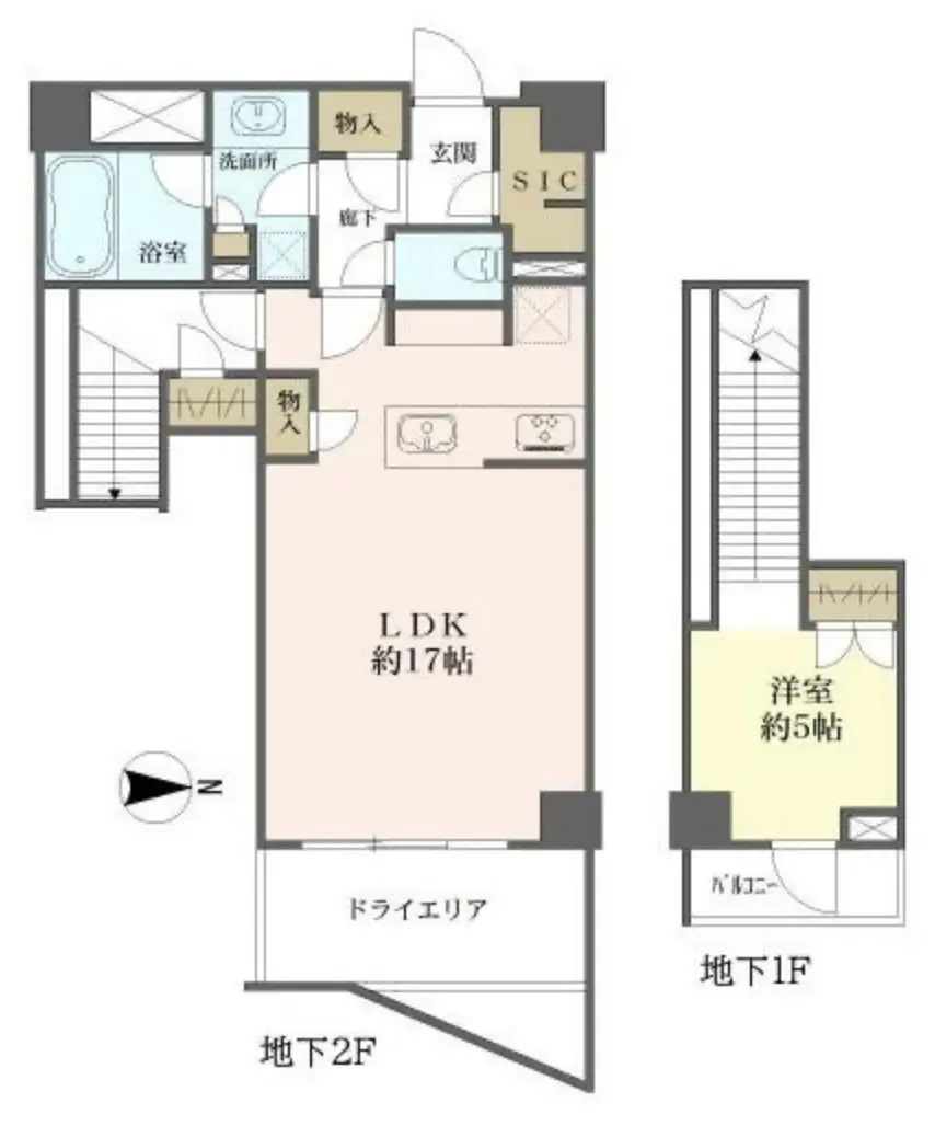 Floor plan — Hiroo 2 min Renovated 1 Bedroom Apartment
