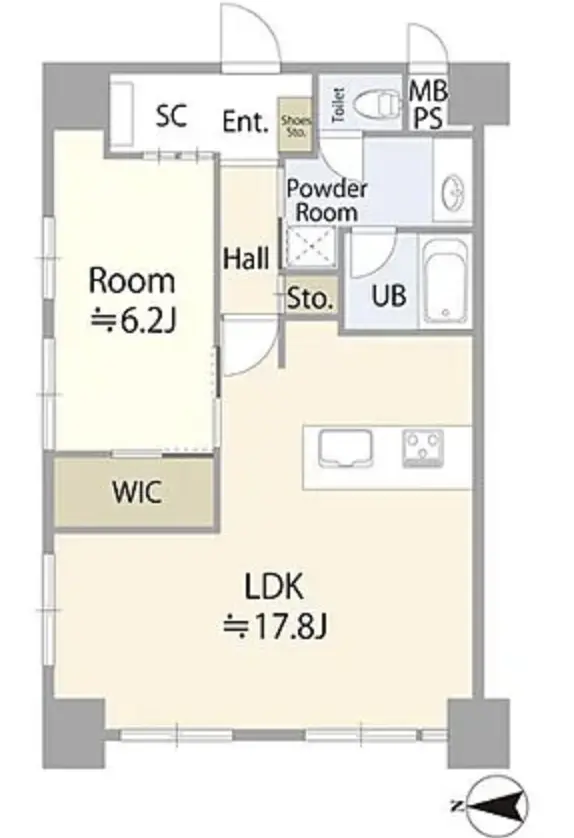 Floor plan — Ebisu 5 min Private Terrace Renovated 1 Bedroom Apartment
