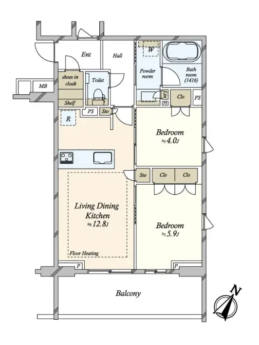 Floor plan — Omotesando 8 min Renovated 2 Bedroom Apartment