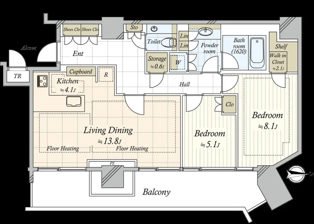 Floor plan — Gaienmae 8 min Renovated 2 Bedroom Aprtment