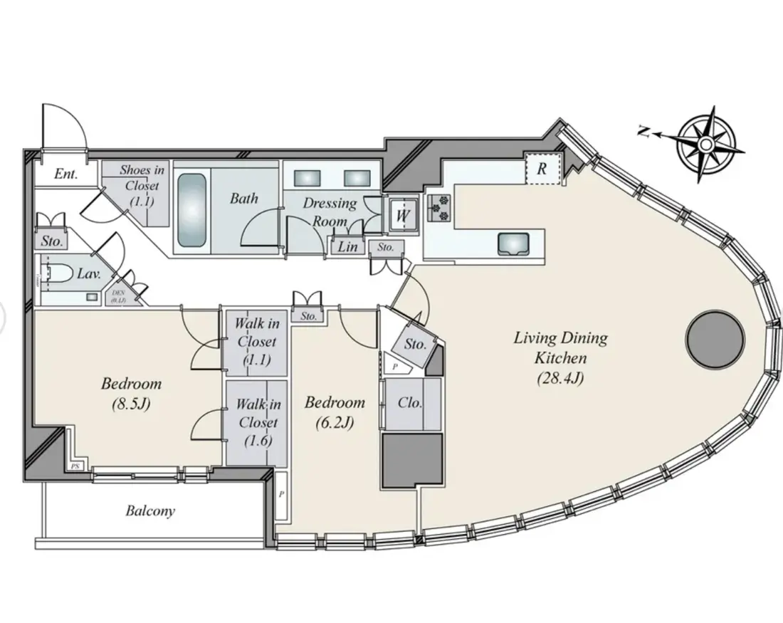 Floor plan — Kitasando 1 min 2 Bedroom Apartment