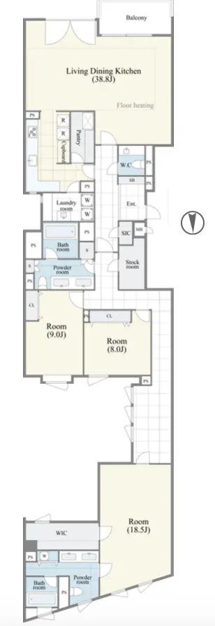 Floor plan — Yoyogikoen 9 min Renovated 3 Bedroom Apartment