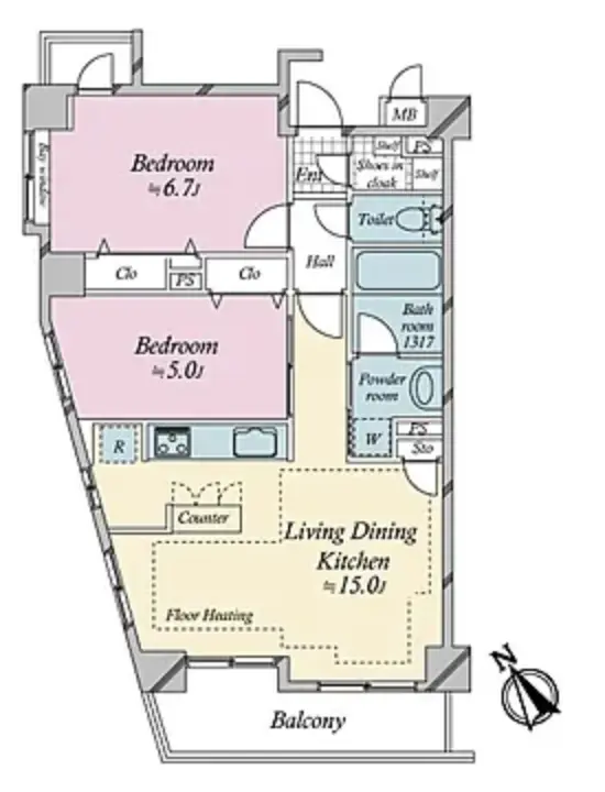 Floor plan — Yutenji 11 min Renovated 2 Bedroom Apartment