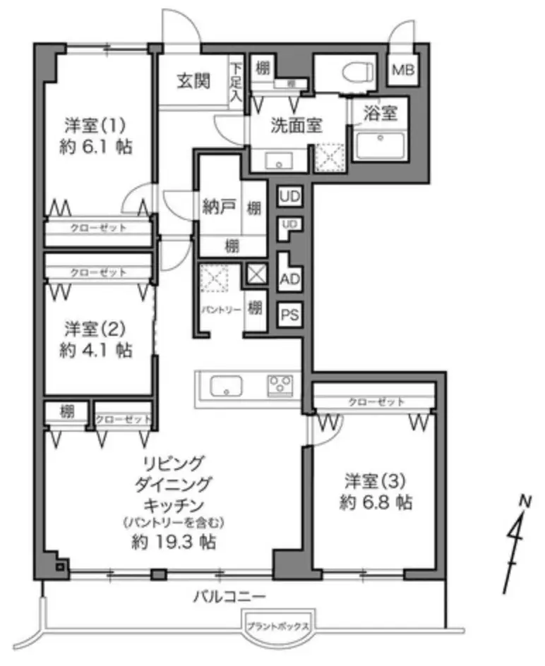 Floor plan — Komazawadaigaku 9 min 3 Bedroom Apartment