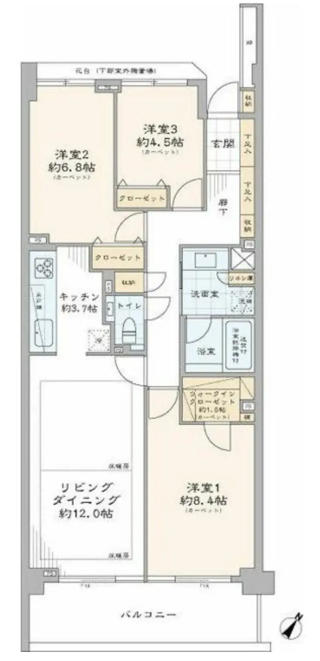 Floor plan — Sakurashinmachi 12 min Renovated Pent House 3 Bedroom Apartment