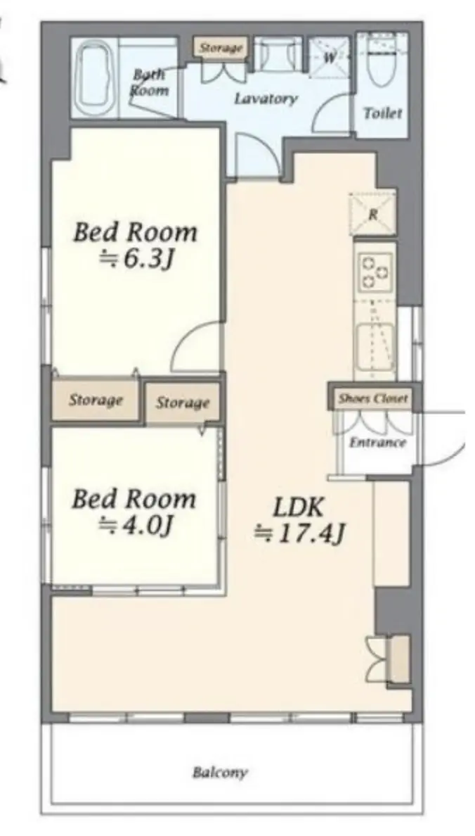 Floor plan — Ebisu 8 min Renovated 2 Bedroom Apartment