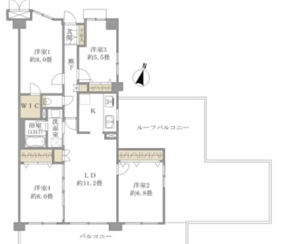Floor plan — Gakugeidaigaku 13 min Roof Balcony Renovated 4 Bedroom Apartment