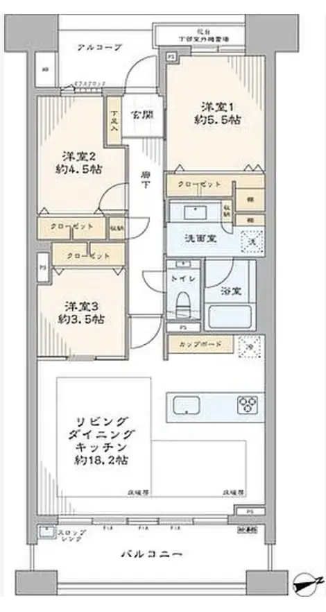 Floor plan — Yutenji 8 min Renovated 3 Bedroom Apartment