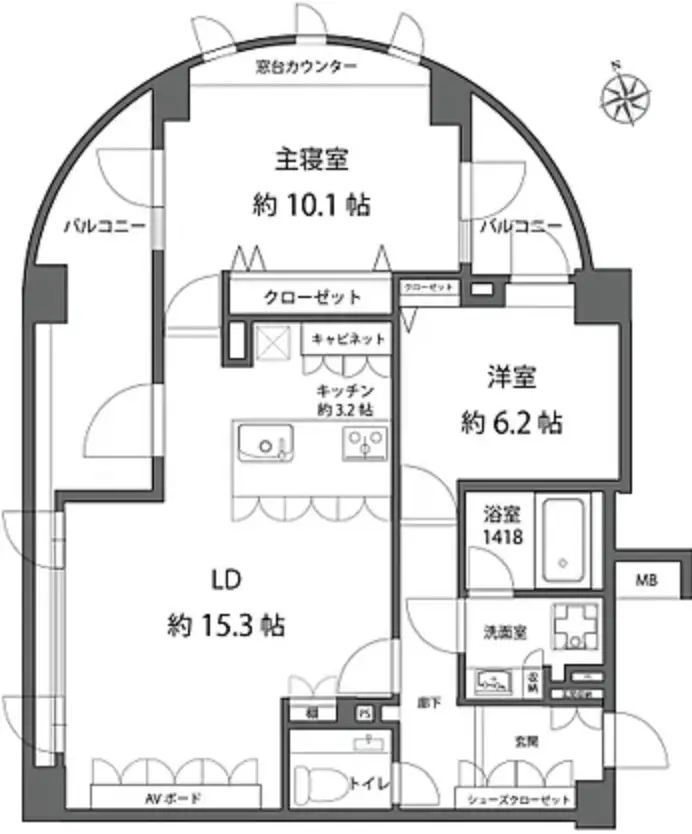 Floor plan — Shinsen 5 min Renovated 2 Bedroom Apartment