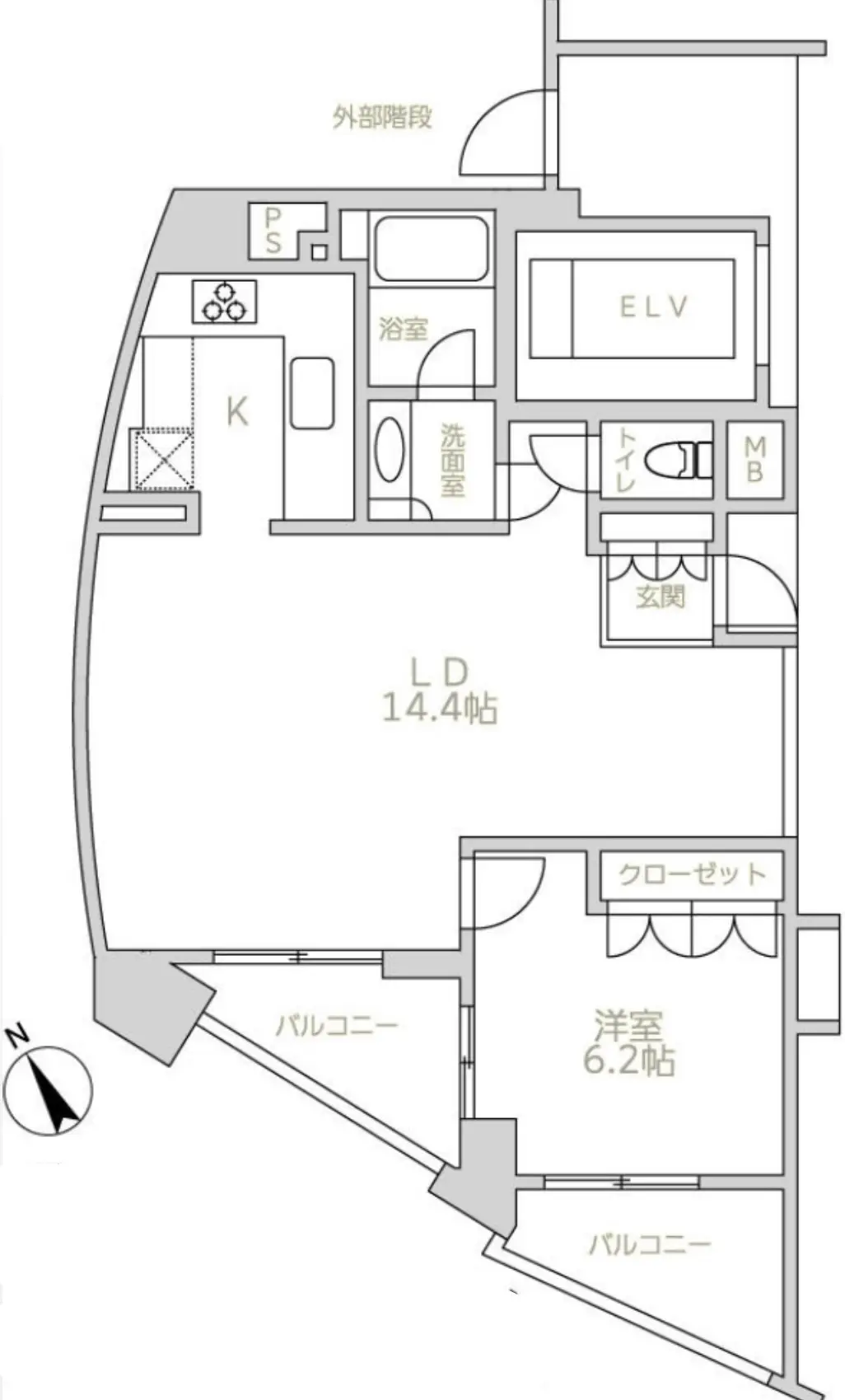 Floor plan — Hiroo 9 min Renovated 1 Bedroom Apartment