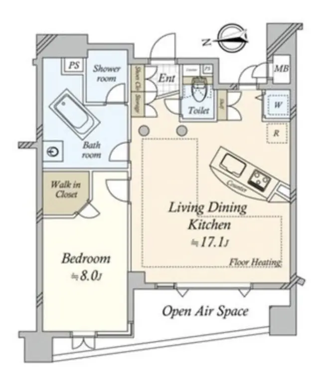 Floor plan — Yutenji 5 min Pent House Renovated 1 Bedroom Apartment