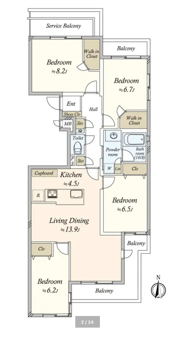 Floor plan — Jiyugaoka 12 min Renovated Vintage 4 bedroom Apartment