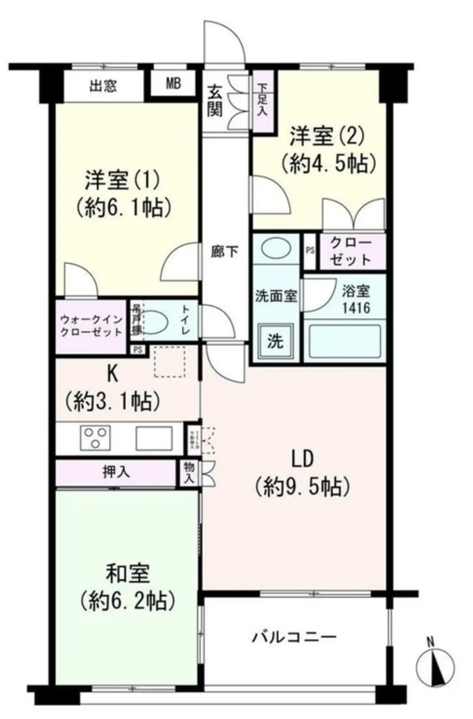 Floor plan — Gakugei Daigaku 10 min Renovated 3 Bedroom Apartment
