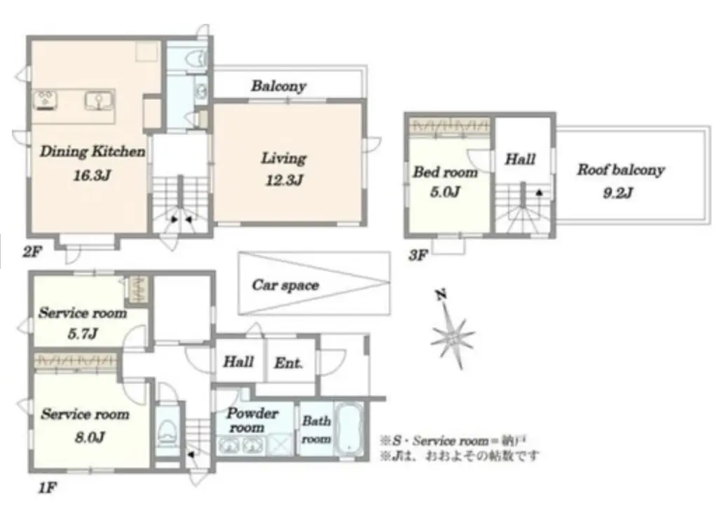 Floor plan — Sangenjaya 16 min Brand New House with Roof Balcony