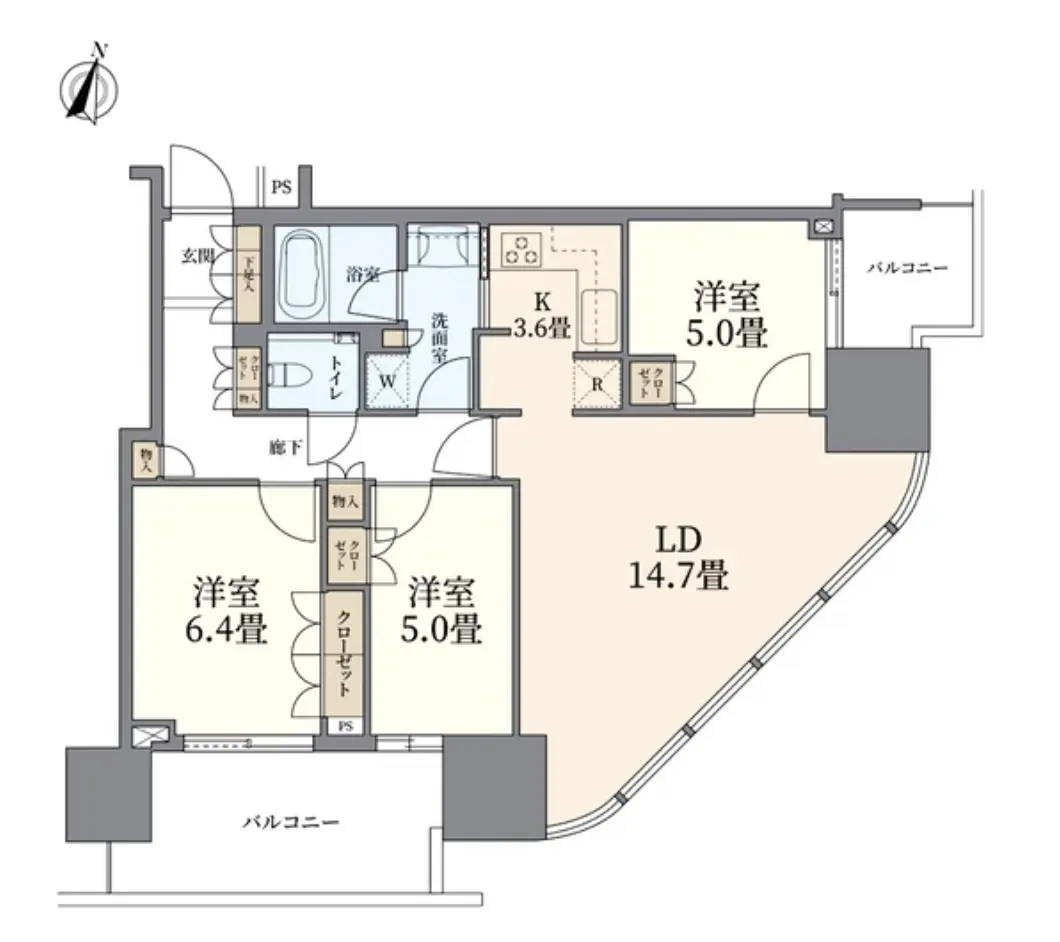 Floor plan — Futago Tamagawa Luxury Condo River View 3 Bedroom Apartment