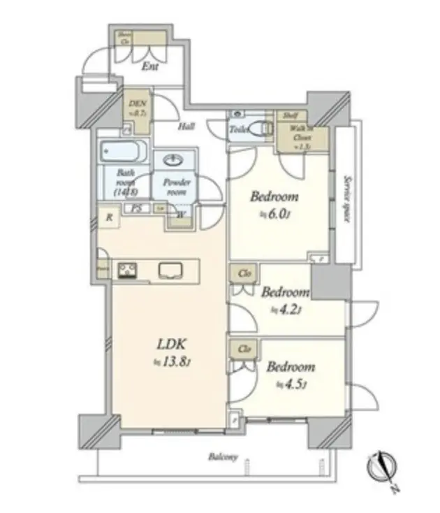 Floor plan — Park Tower Sano 3 bedroom apartment