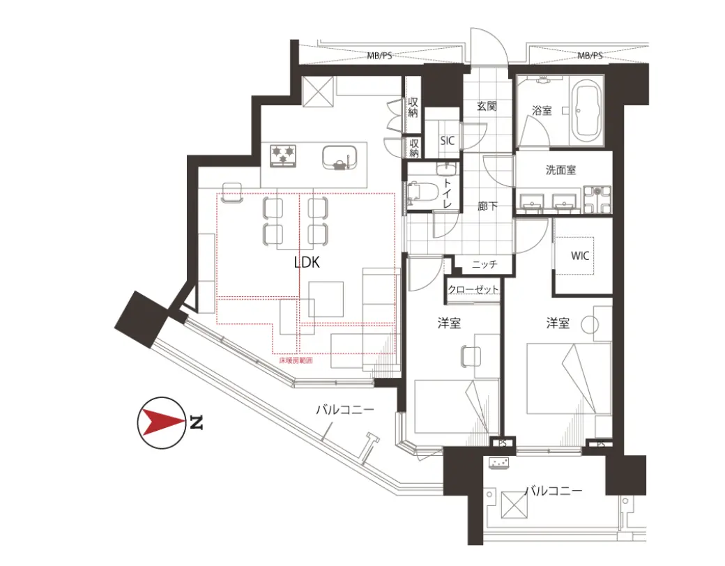Floor plan — Grand Maison Shirokane no Mori High Floor Designer Renovated 2LDK
