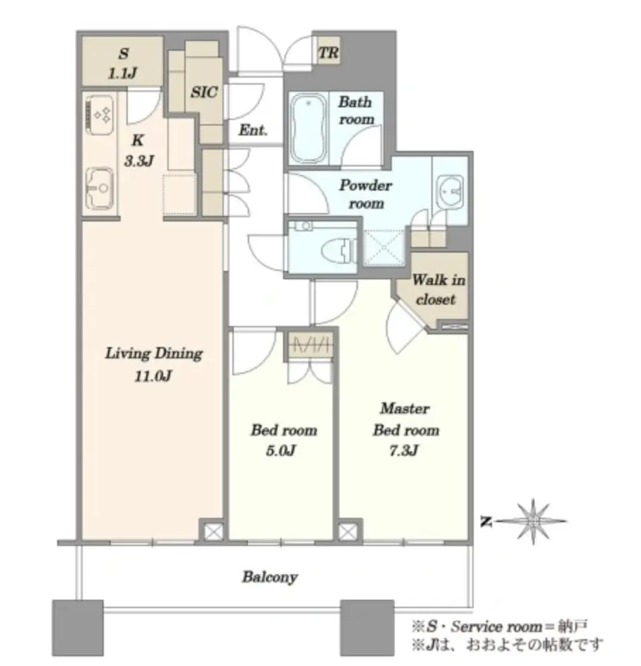 Floor plan — Brillia Tower Meguro North Residence 21F 2LDK Amazon View