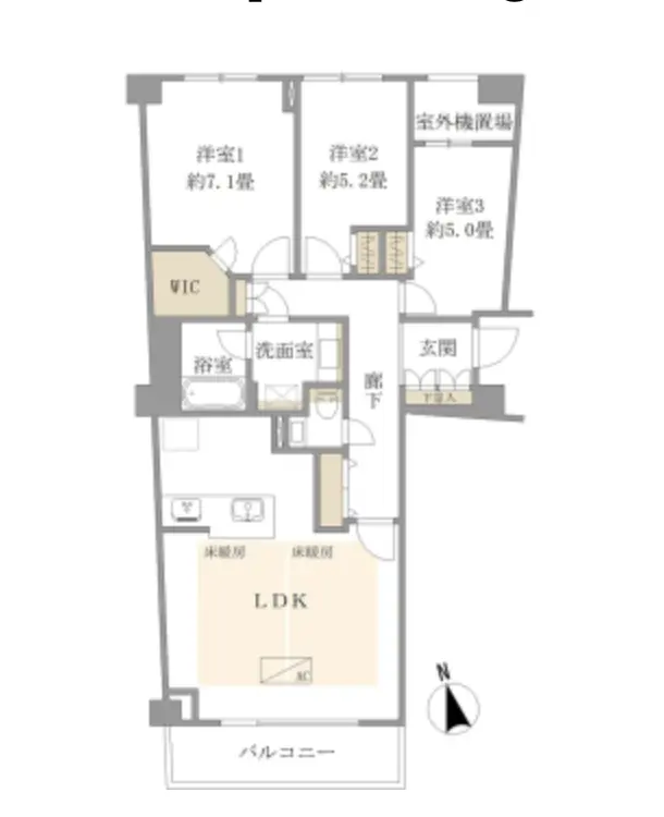 Floor plan — Sakura Shinmachi 10 min Renovated 3 bedroom apartment