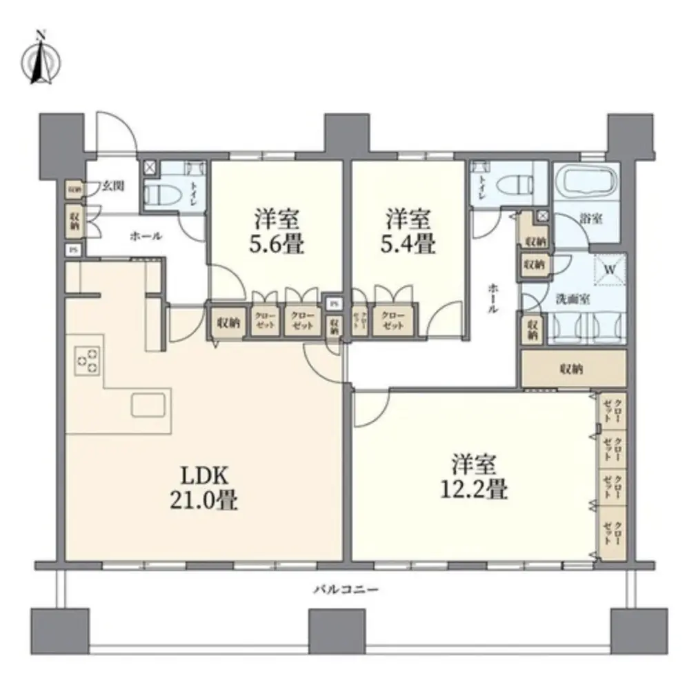 Floor plan — Ebisu 7 min 3 Bedroom Apartment 2 Toilet Double Sink