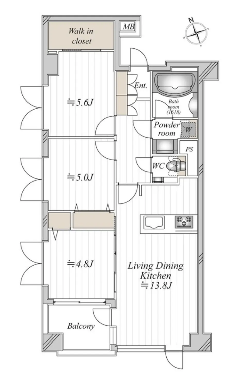 Floor plan — Gakugei Daigaku 7 min Renovated 3 bedroom Apartment