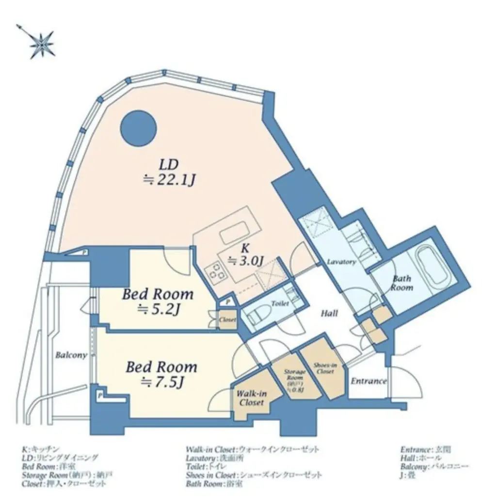 Floor plan — Yoyogi 6 min Designer Tower apartment 2 Bedroom Park View