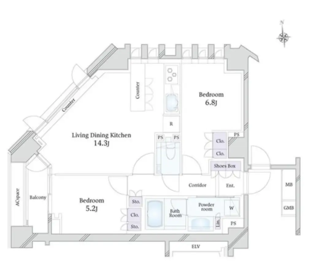Floor plan — Park House Daikanyama 2 Bedroom