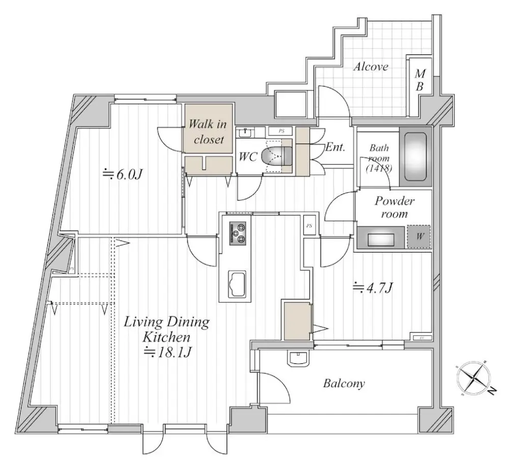 Floor plan — Yutenji 10 min Renovated 2 Bedroom Apartment