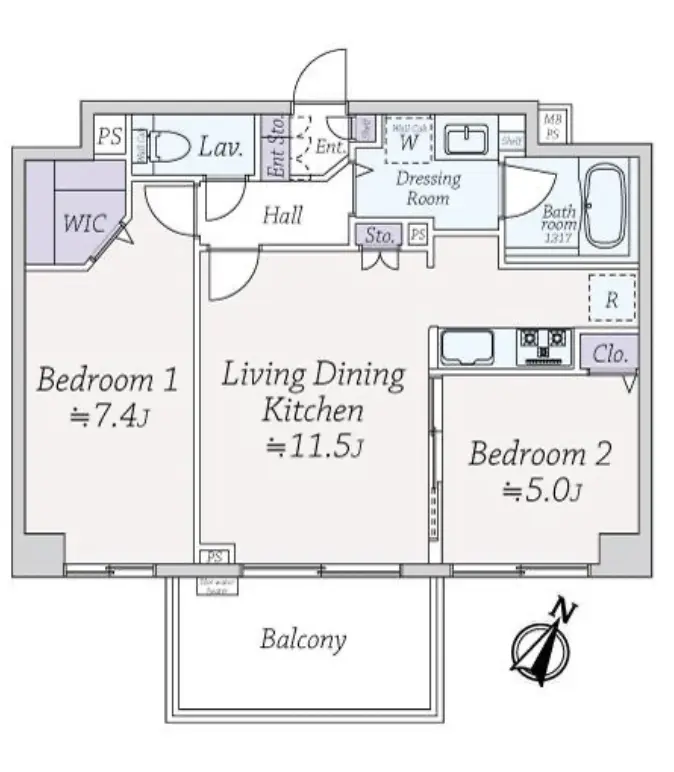 Floor plan — Sakurashinmachi 8 min Renovated 2 Bedrooms Apartment (1)