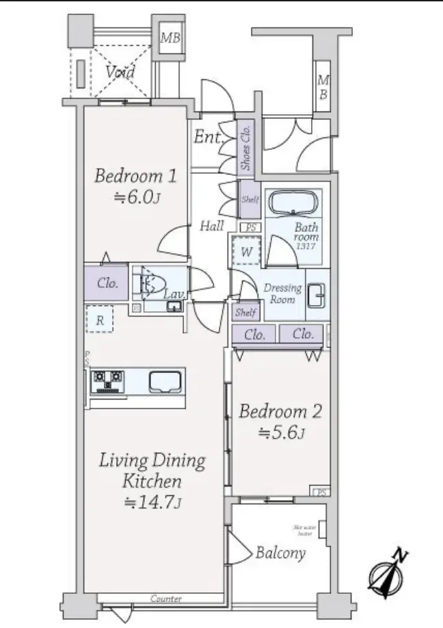 Floor plan — Yutenji 10 min Renovated 2 Bedrooms Apartment