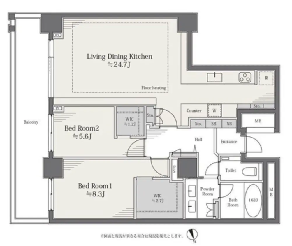 Floor plan — Daikanyama The Tower High Floor 2 Bedroom Tokyo Tower View