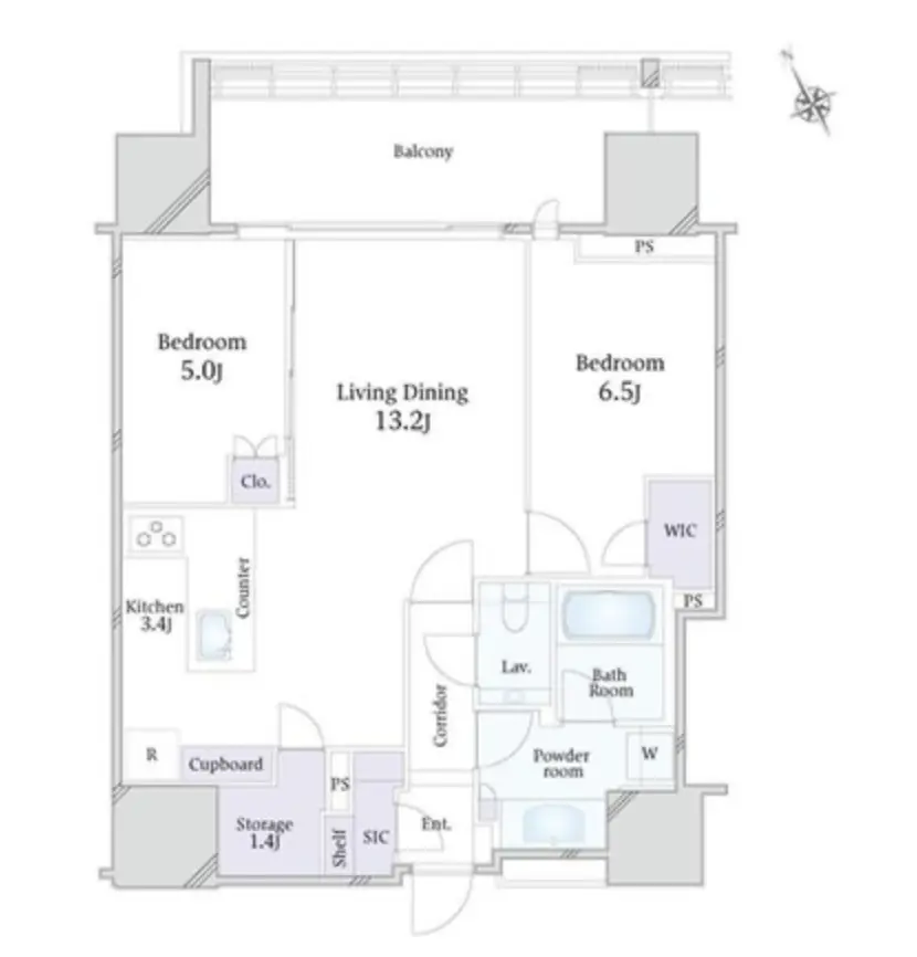 Floor plan — Grand Hills Ebisu High Floor 2 Bedroom Tokyo Tower view