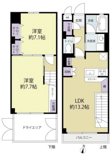 Kamimachi 9 min Renovated Dry Area 2 Bedroom Apartment