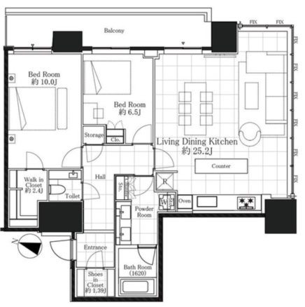 Akasaka Tower Residence Corner Unit Renovated 2 Bedroom Apartment