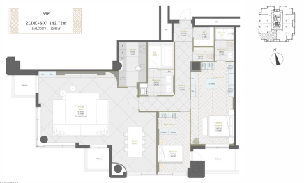 Roppongi Hills Residence B 35th Floor 2 Bedroom Apartment