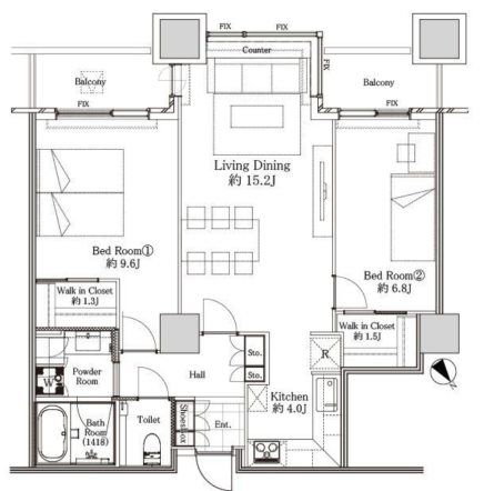 Tokyo Twin Parks TokyoTower View 2 Bedroom Apartment